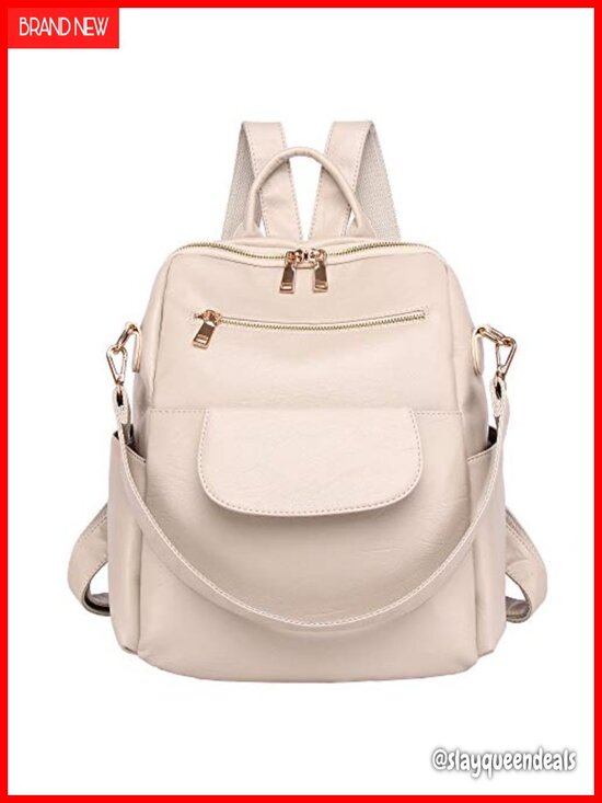 Convertible Faux Leather Women\'s Fashion Backpack Purse Waterproof main image 4